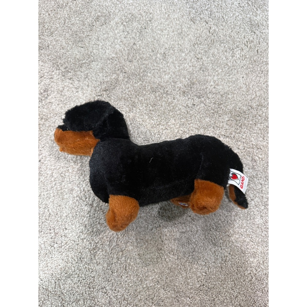 Ganz Webkinz Dachshund Plush Stuffed Animal Black Tan Wiener Dog Toy W Logo